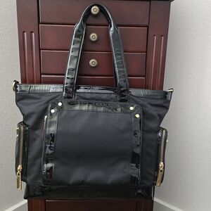 Tory Burch Black Tote Bag with Gold Logo - RARE